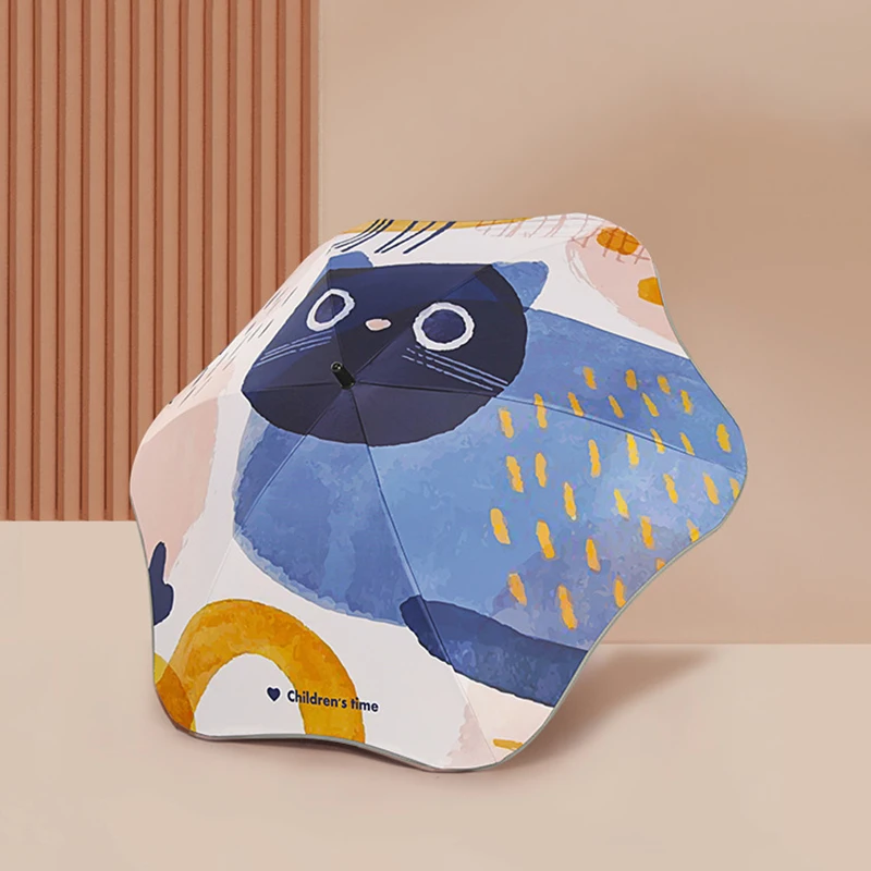 Cartoon Kids Umbrella Anti UV Safe Children Rain Ultralight Beach Sun Umbrellas Windproof 6 Ribs Fillet Edge Parasol | Дом и сад
