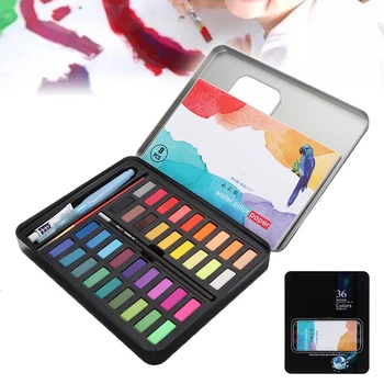 

36 Color Watercolor Paint Pigments With Water Painting Brush 2B Pencil Paper Art Artist Kit For Coloring Books Cardmaking