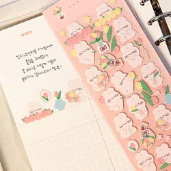 Autocollant lapin Sakura dessin animé, étiquette Scrapbooking, artisanal, mignon, Kawaii, pour étui de téléphone, Journal planificateur, papeterie, 1 feuille 