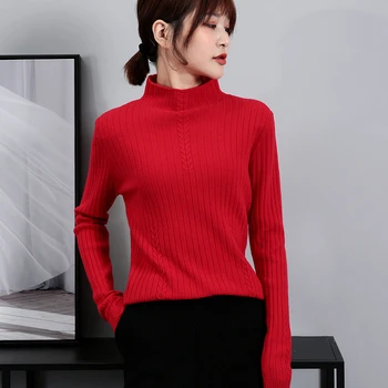 

Smpevrg 100% wool sweater women sweaters and pullovers long sleeve turtleneck female pullover knitted sweater pull femme jumpers