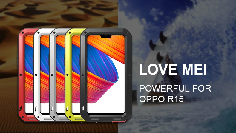 Чехол LOVE MEI для OPPO R15 Dream Mirror Edition(6,28 дюйма), противоударный защитный чехол для всего тела+ экран Gorilla glass