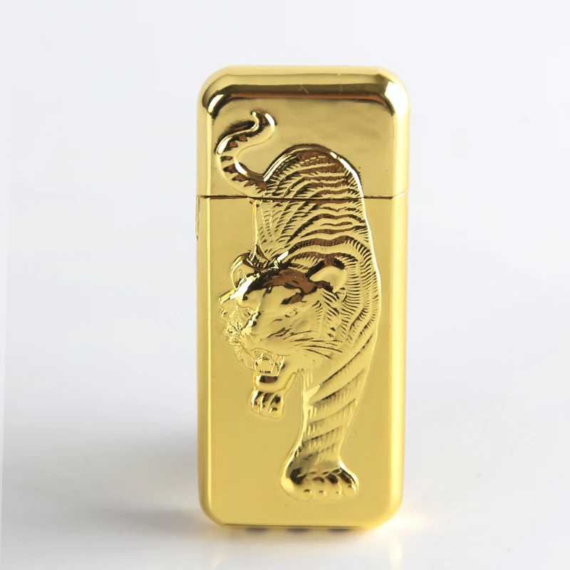 

New Style Butane Gas Lighters Cheap Slim Embossed Tiger Metal Cigarette Lighter