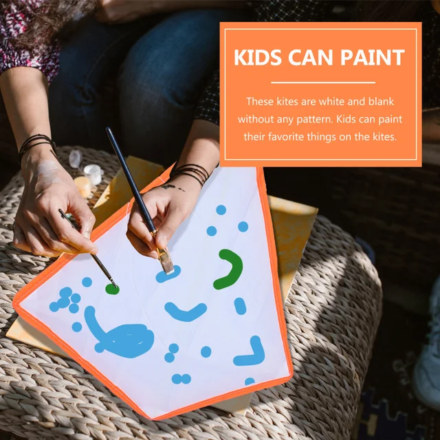 3 Sets DIY Easy to Fly Long Tail Kites Painting Blank Kites with Swivel Line 5