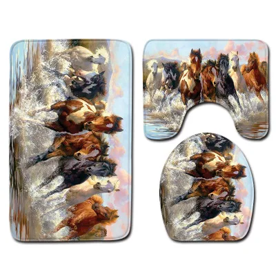 Bathroom Decorative Carpet Non-Slip Mat Set Water-Absorbing Non-Slip Mat For Bathroom Animal Tree Cartoon Various Prints - Цвет: 45x75CM