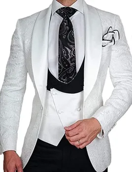 

2020 Latest Design Men's Patterns Custom Fashion Groom Wedding Slim Fit Gown 3 Piece Dinner Party Business Formal Tuxedo Set