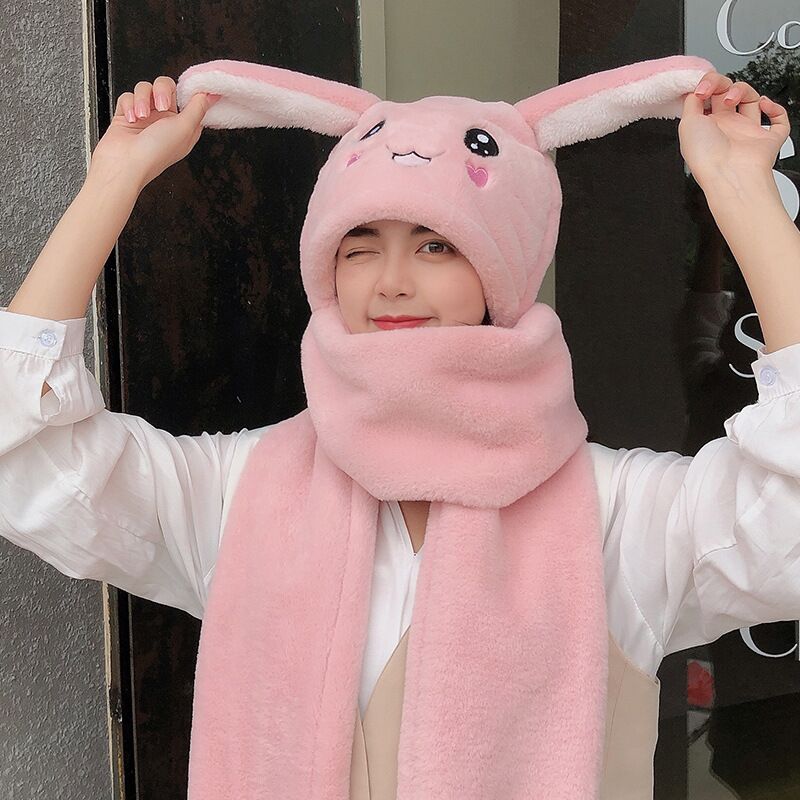 Plush Hat and Scarf In One
