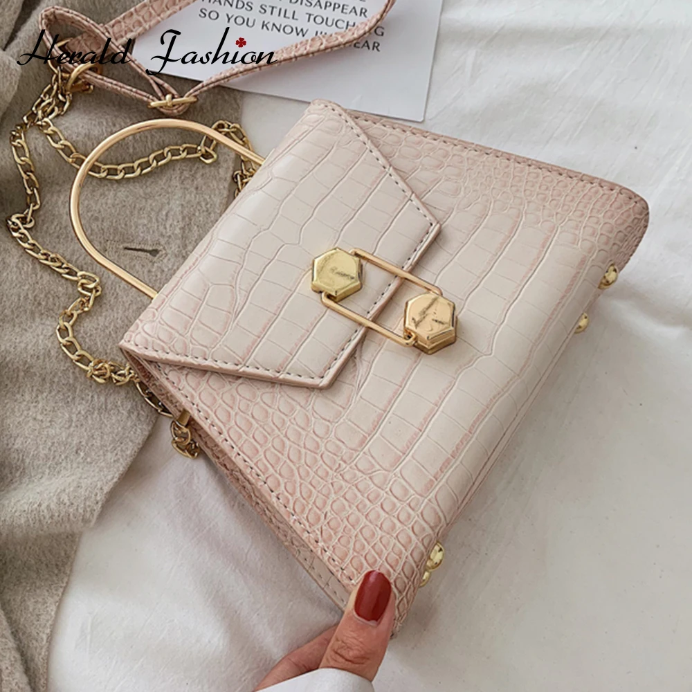 

Alligator Women's Crossbody bag With Metal Handle Designer Fashion Retro Female Flap Saddle Bag Ladies Messenger Bag Top-Handbag