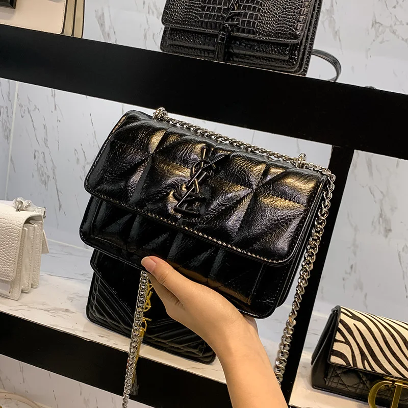 

Celebrity Celebrity Style Poplar Forest Niki Chain ruan pi bao Bag Women's Versatile Shoulder Rhombus Chain Square Sling Bag