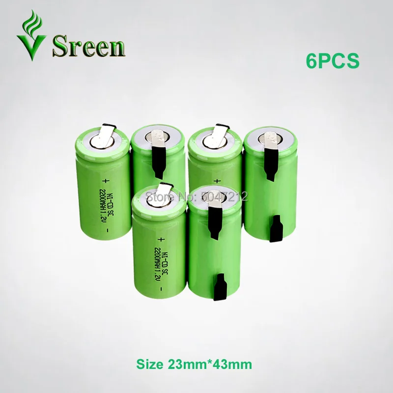 Электронный аккумулятор 1,2 V SC 2200mAh Ni-Cd аккумуляторная батарея с никелевым листом DIY to Subc перезаряжаемые пакеты батарей