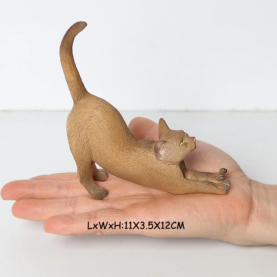 Hand-Painted Cat Figurines: Small Animal Statues for Indoor Decor and Children's Play