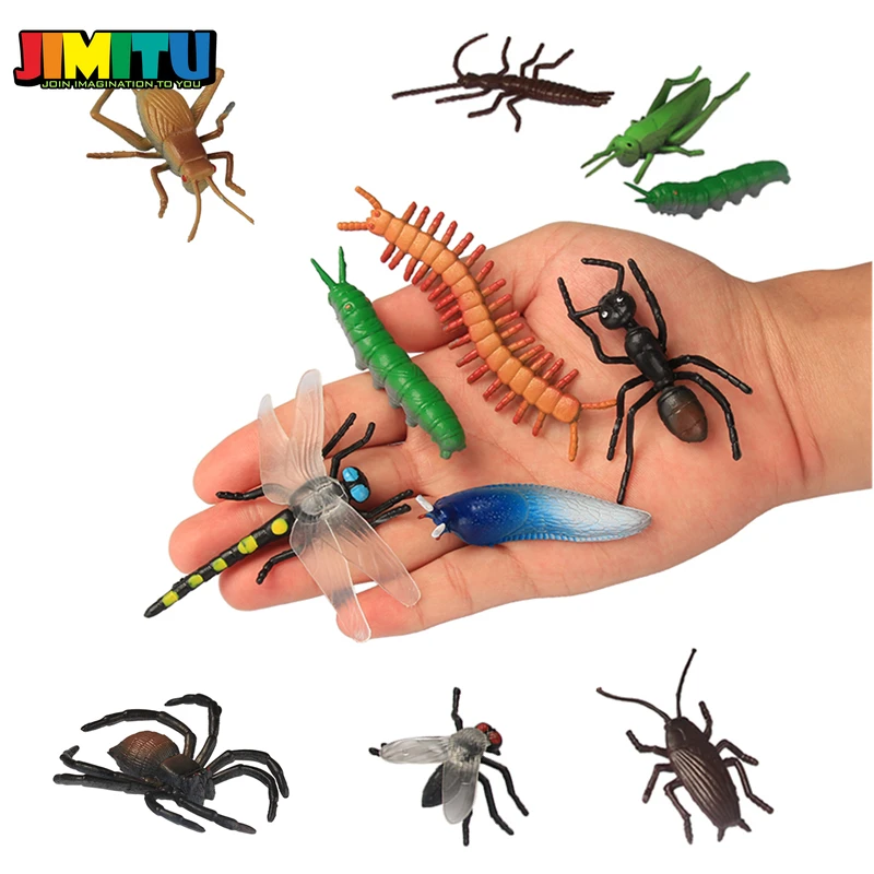 12 шт. модель животного насекомых фигурка Стрекоза Жук паук муравей Кузнечик Mantis