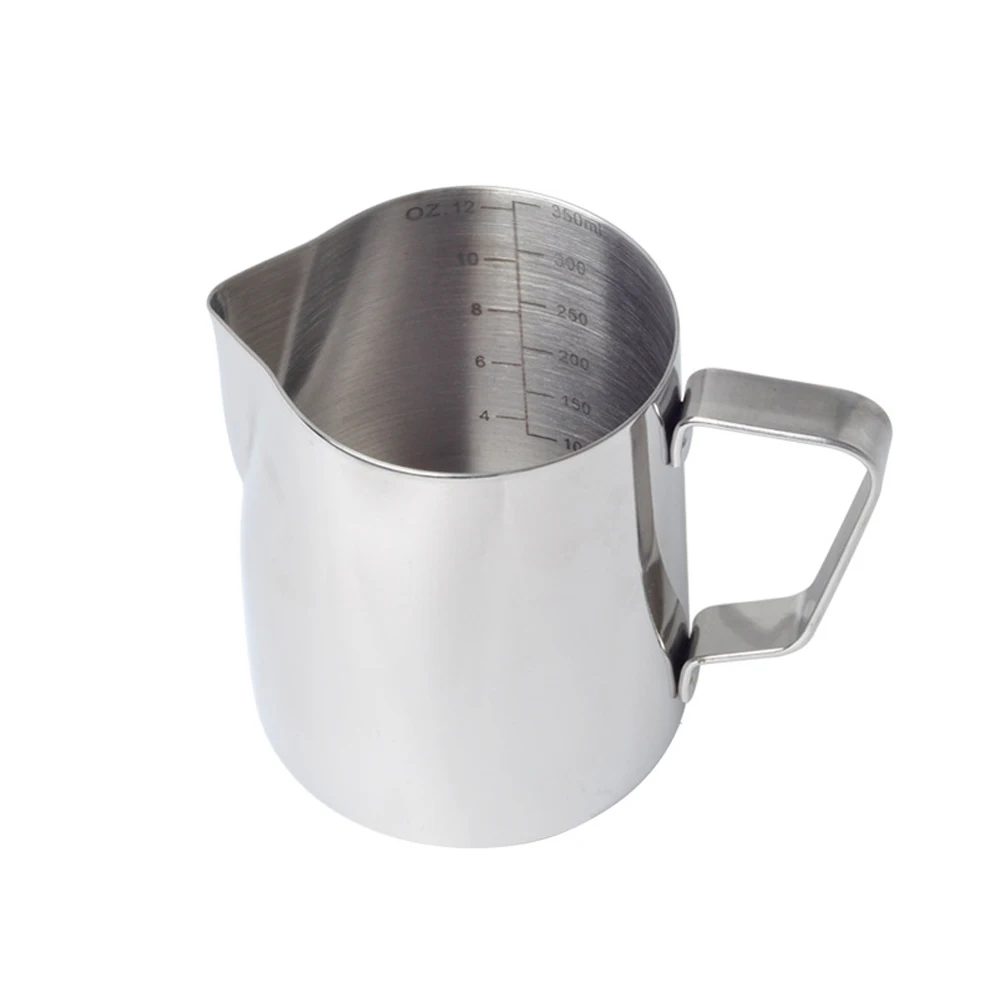 

With Scale Practical Office Milk Frothing Pitcher Coffee Cup Gift Jug Latte Art Kitchen Tool Anti Scald Silver Barista