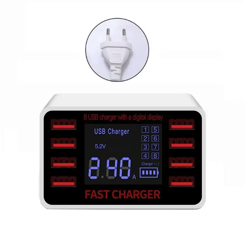 OOTDTY 5V 2.4A 8 портов USB зарядное устройство светодиодный индикатор Тока зарядная док-станция адаптер W91A