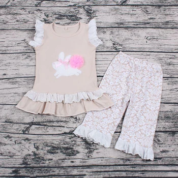 

flutter sleeve girl clothing toddler clothes baby girl spring outfit spring baby girl clothes set 2 pcs shirt and capris pant
