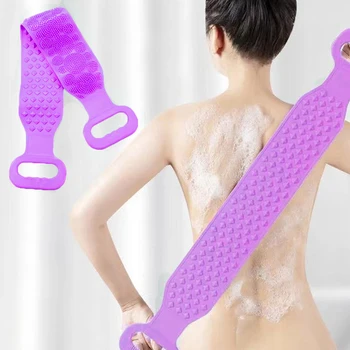 

68cm Silicone Gel Scrub Bath Brush Strip Massage Back Rubs Bathing Tape Artifact Rub The Ash Silicone Bath Scrub Towel