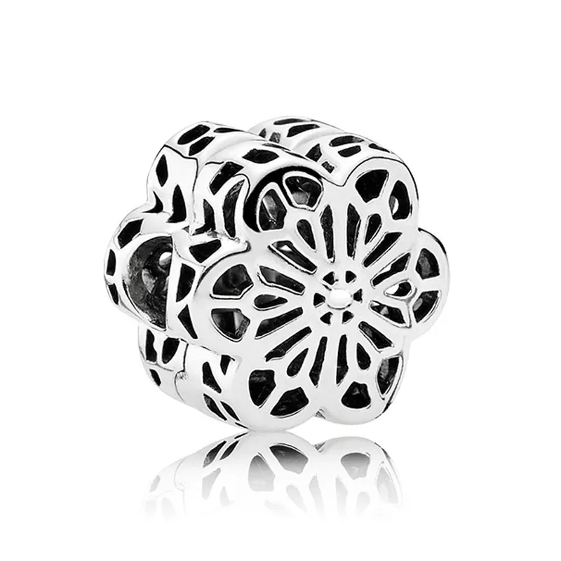 Crystallised Снежинка DAZZLING Daisies цветок первоцвета зажим бисеры соответственные Пандоре обаятельные браслеты 925 пробы шарма стерлингового серебра ювелирные изделия