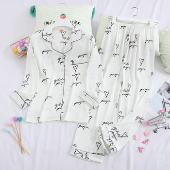 

White Print Letter Sweetheart Faux Silk Pajams Sets Women 2PCS Pyjamas Suit Sleepwear Nightwear Lingerie Spring Lounge Home Wear