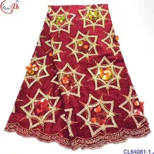 Бархатная резка Золотой металлической нитью дизайн кружевной ткани для CL64081