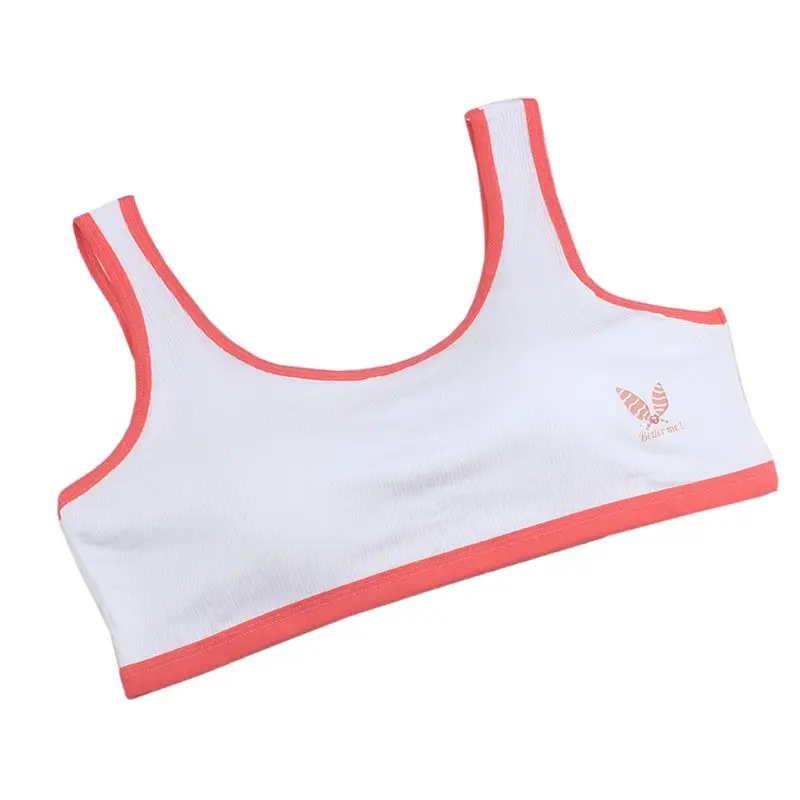 Красный Для девочек-подростков; Спортивный бюстгальтер; бюстгальтер с нагрудными вкладышами Adolescente/спортивные бюстгальтеры, топы для девочек-подростков хлопковый бюстгальтер, нижнее белье для девочек, трусики-боксеры - Цвет: Красный