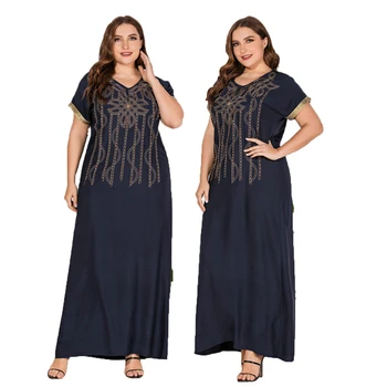 

Summer Muslim Abaya Dress Women Short Sleeve Maxi Long Robe Vintage Ramadan Prayer Turkey Kaftan Casual Loose Dresses Clothing