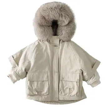 

Fashion Girls Nature Fur Coat Kids Jackets With Fur Collar Warm Boys Fur Coat Winter Girls Coat Children Snowsuits Girls Parka
