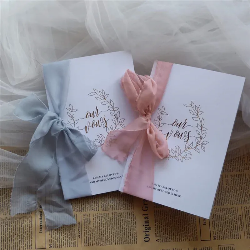 2 шт свадебные открытки с бахромой, шифоновая лента, винтажные свадебные клятвы, открытки, обновленные сувениры, Свадебные вечерние подарочные туфли на плоской подошве - Цвет: Chiffon Pink Gray
