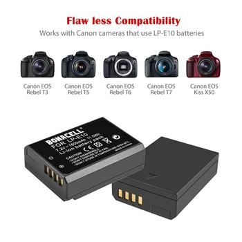

bonacell For Canon LP-E10 Camera Batteries Replacement LP E10 LPE10 EOS 1100D 1200D 4000D Kiss X50 X70 Z70