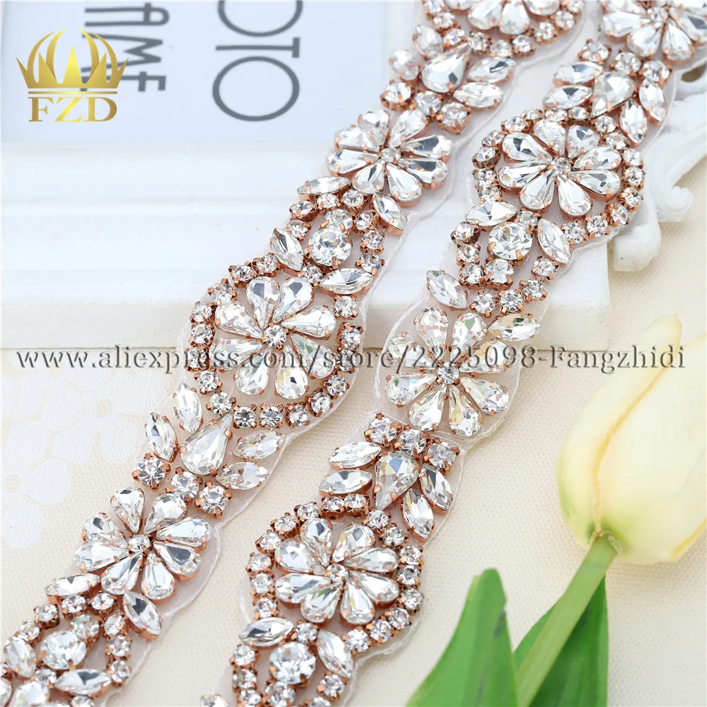 Rose gold 10 ярдов, свадебные Стразы, отделка кристаллами, ярд, роза/золото, блестящие стразы, аппликации, отделка для платья, свадебный мотив, ярды - Цвет: Rose gold
