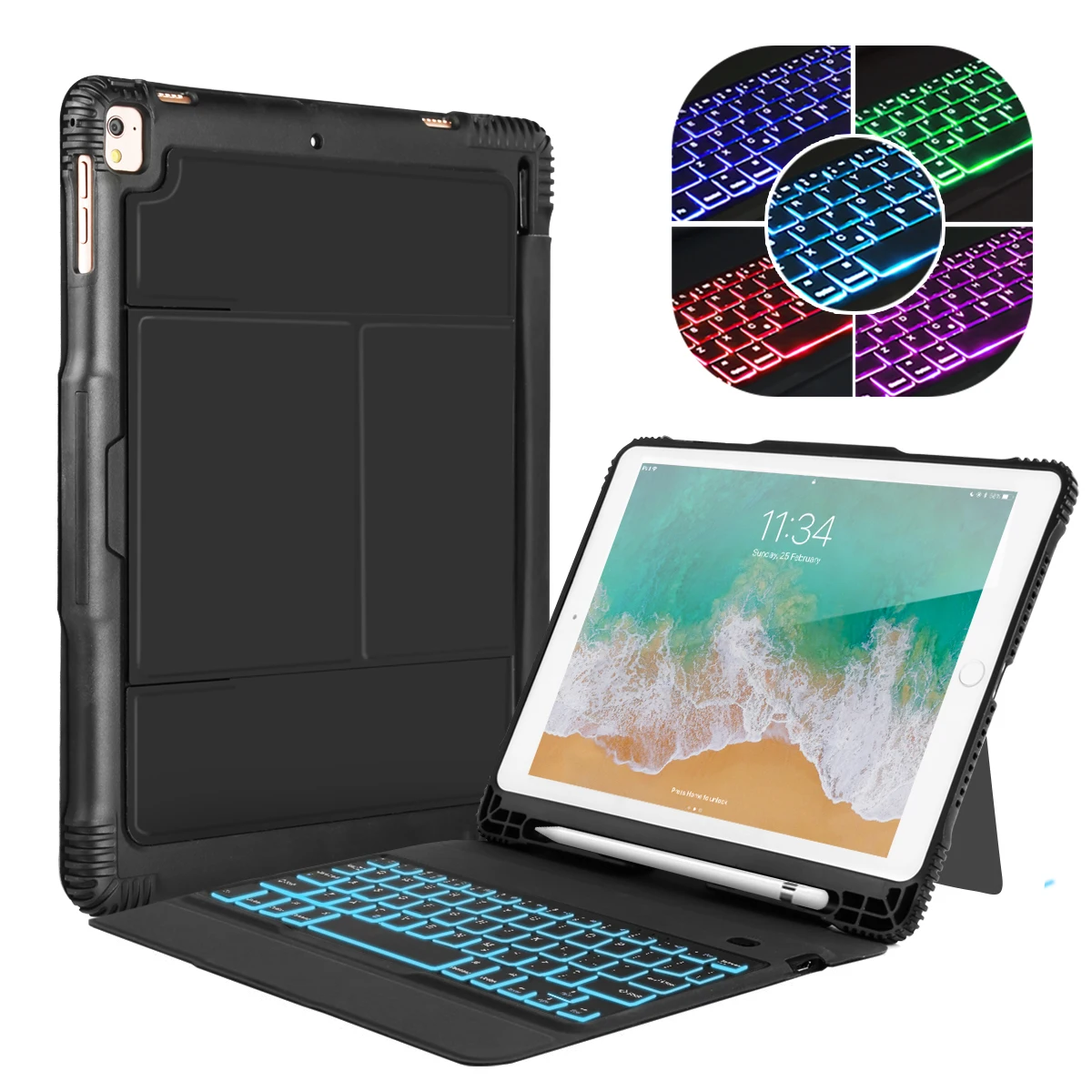 5 цветов Чехол с подсветкой клавиатуры для iPad Air 2 2017 2018 9 7 карандашом Держатель