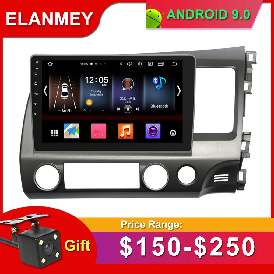 Подарочная камера автомобильный радиоприемник для HONDA CIVIC RHD 2006 Android 9,0 gps навигация Bluetooth Сенсорный экран wifi автомобильный аудио стерео Мультимедиа