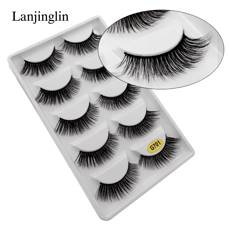 LANJINGLIN 100 пар 3d норковые ресницы накладные макияж натуральные Удлиненные
