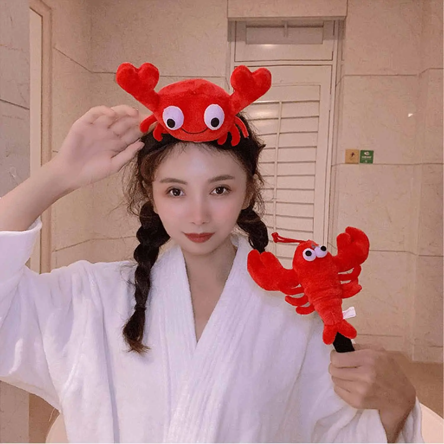 

Headwear Hair Accessories Crayfish Crab Cute Plush Hairpin Face Wash Headband Hair Band