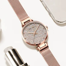 Женские кварцевые часы с мини-фокусом, топ класса люкс, розовые женские часы со стальным сетчатым ремешком, простое платье, водонепроницаемые часы, Relogio Feminino