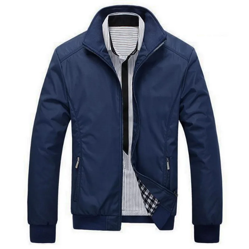 

2019 Hot Sale Solid Color Jacket Men Casual Business Outerwear Male Autumn Fashion Basic Mandarin Collar Clothing Szie 4XL 5XL