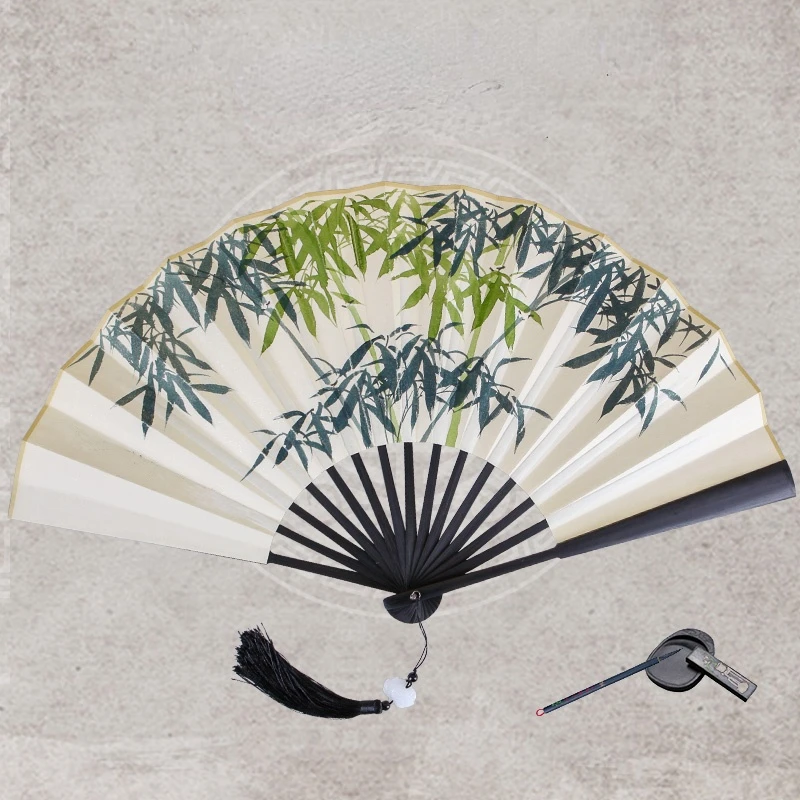 

Hand Painting Paper Fan Male Folding Fan Chinese Style Ventilador Calligraphy Hand Painted Paper Ventilateur Portable Ventilator