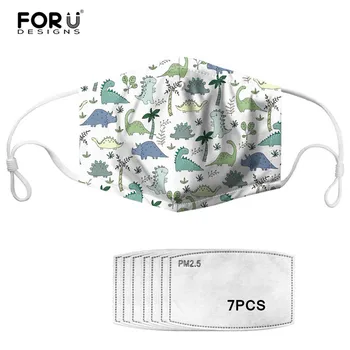 

FORUDESIGN masque Mask for Face Cartoon Dinosaur Cute Unisex Mouth Cover Face Mask for 2020 Mask with 7 Filters Reusable Comfort
