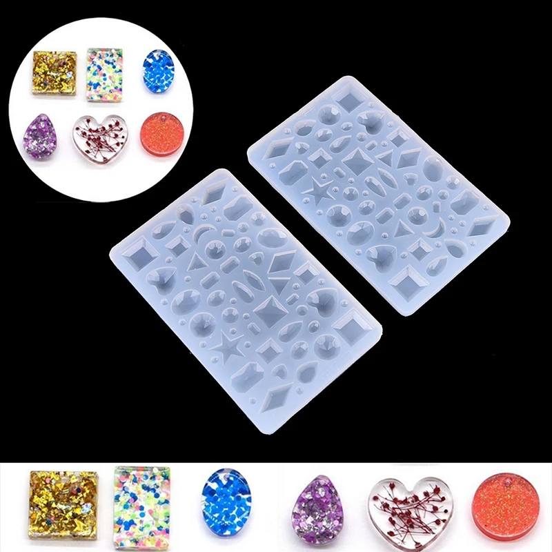 Rectangle Cabochon Silicon Pendant Molds For Epoxy Resin Crystal Many Patterns Mold Making Jewelry Tools Art Making DIY