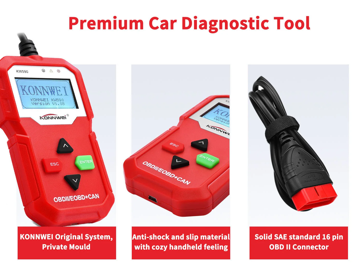 KW590 car diagnostic tool OBDII CAN TOOL car fault diagnostic instrument detection code reader instrument