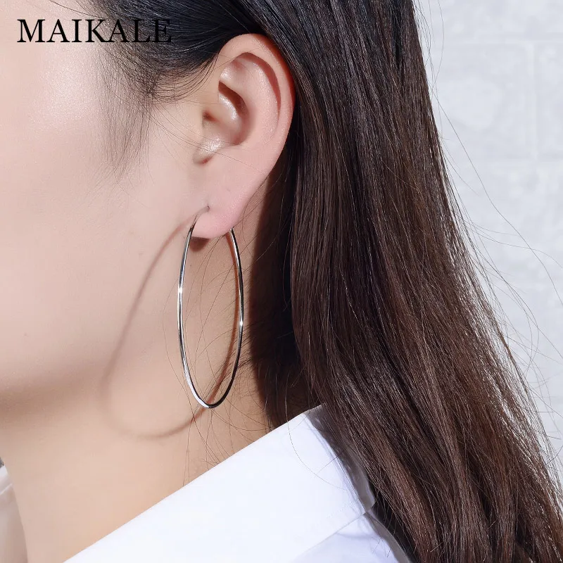 MAIKALE увеличенные золотые серебряные серьги-кольца для женщин, большие круглые большие металлические вечерние серьги, аксессуары, подарок в стиле панк