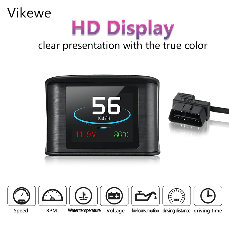 Vikewe Hud GPS OBD Computer Car Speed Projector Digital Speedometer Display Fuel Consumption Temperature Gauge Diagnostic Tool | Автомобили
