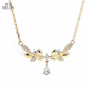 شراءHELON الصلبة 18K الذهب الأصفر AU750 SI/H 0.27ct حقيقية الماس الطبيعي المشاركة الزفاف النساء الموضة الجميلة مجوهرات القلائد