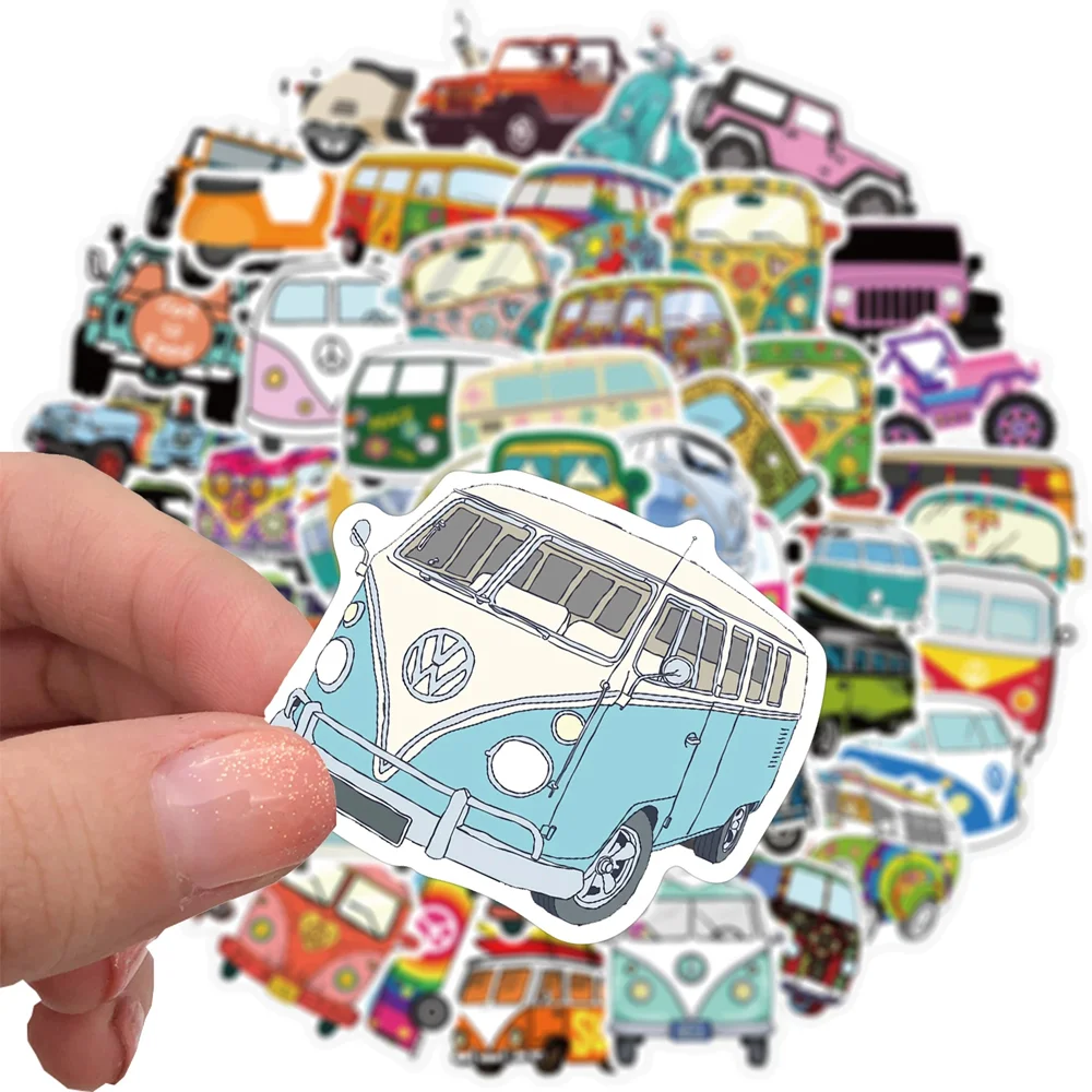 10/30/50Pcs Retro Hippies Stickers Love And Peace Bus Stickers For Car Laptop Luggage Skateboards Diary Stationery Decal Sticker