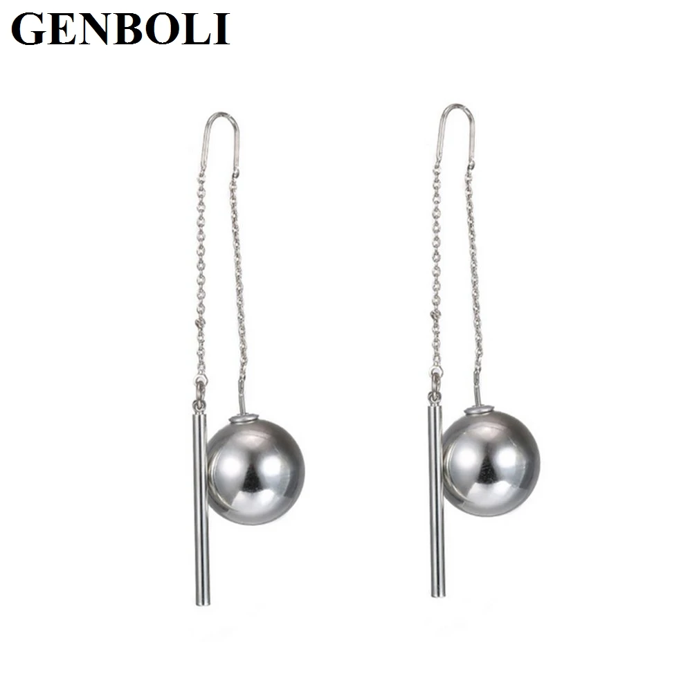 2017 Новый корейский стиль простые геометрические женские длинные серьги медные