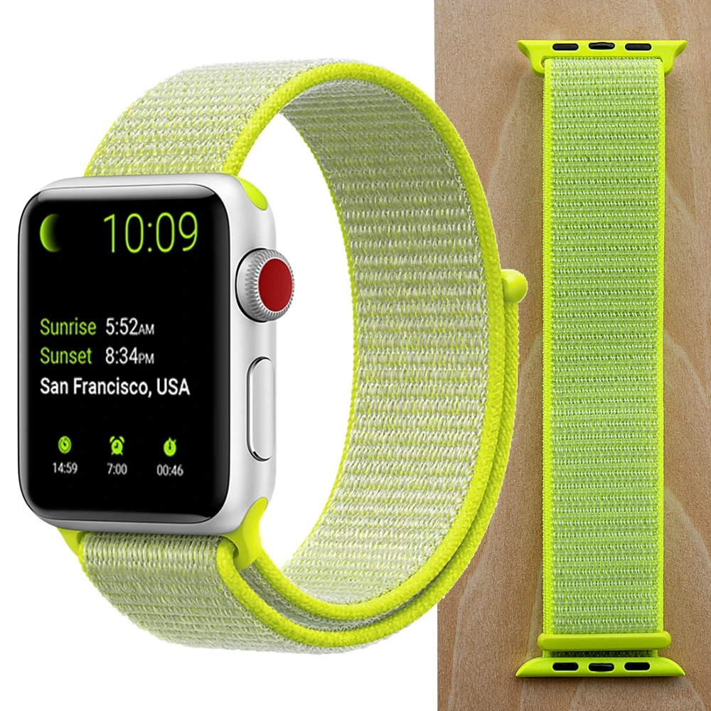 Flash Light Новая высококачественная нейлоновая Спортивная петля для Apple Watch band Series 4 3 2 1 мягкий дышащий тканый ремешок 44 мм iwatch 42 мм 38 - Цвет ремешка: Flash Light