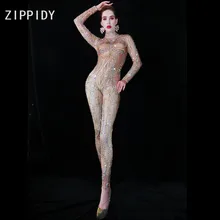 Разноцветные стразы, спандекс, комбинезон для женщин, певица, леггинсы для выпускного вечера, одежда для сцены, наряд для танцев, наряд для дня рождения