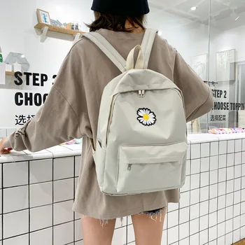 

NEW Daisy Small Backpack for School Teenagers Girls Canvas Women Backpack White Bookbag Fashion Travel Backpack Street Trend