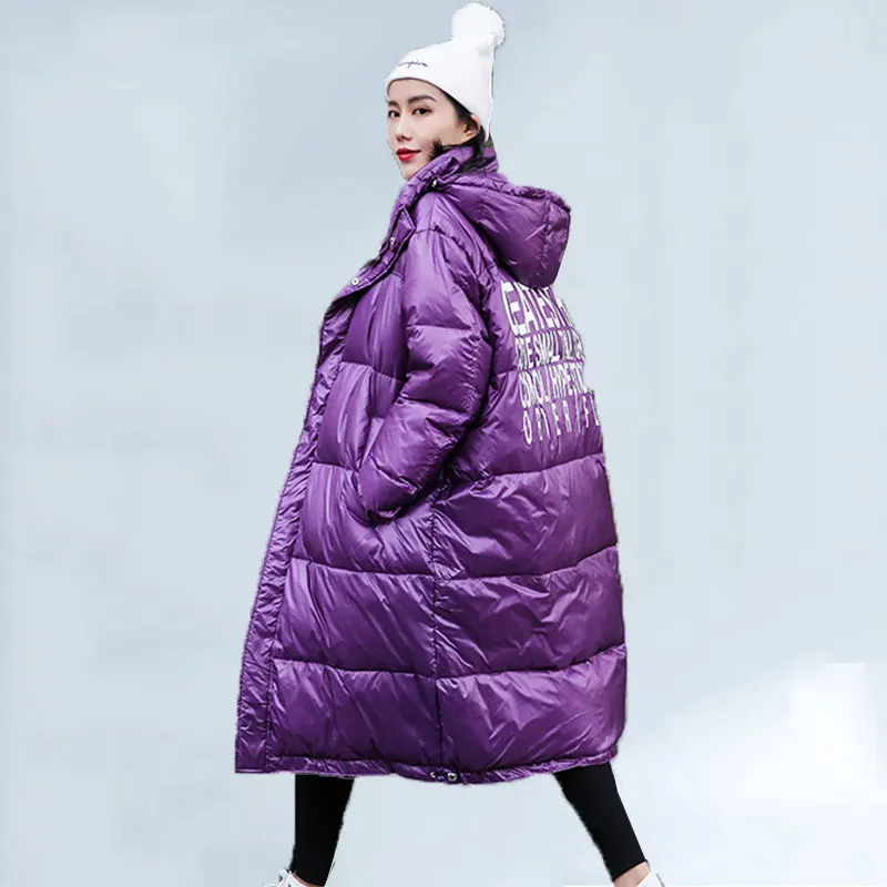 

2019 Winter Bright Face Cotton Coat Women Fashion Loose Long Thick Jacket Women Plus Size Student Loose Hooded Warm Outwear 487
