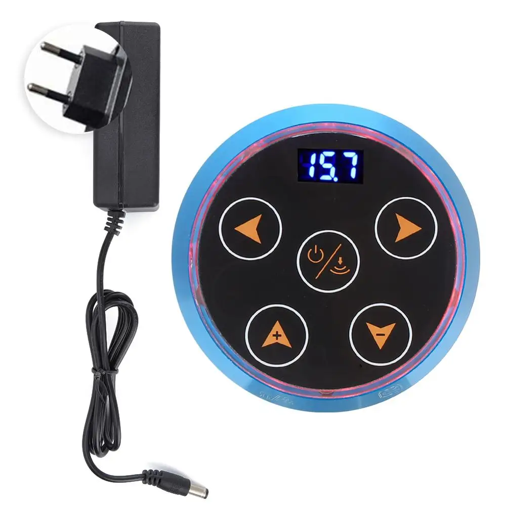 EU PLUG Профессиональный ЖК-дисплей красочный источник питания для татуировок с адаптером питания для катушек и роторных тату-машин 100-240 в Регулируемый - Цвет: EU PLUG