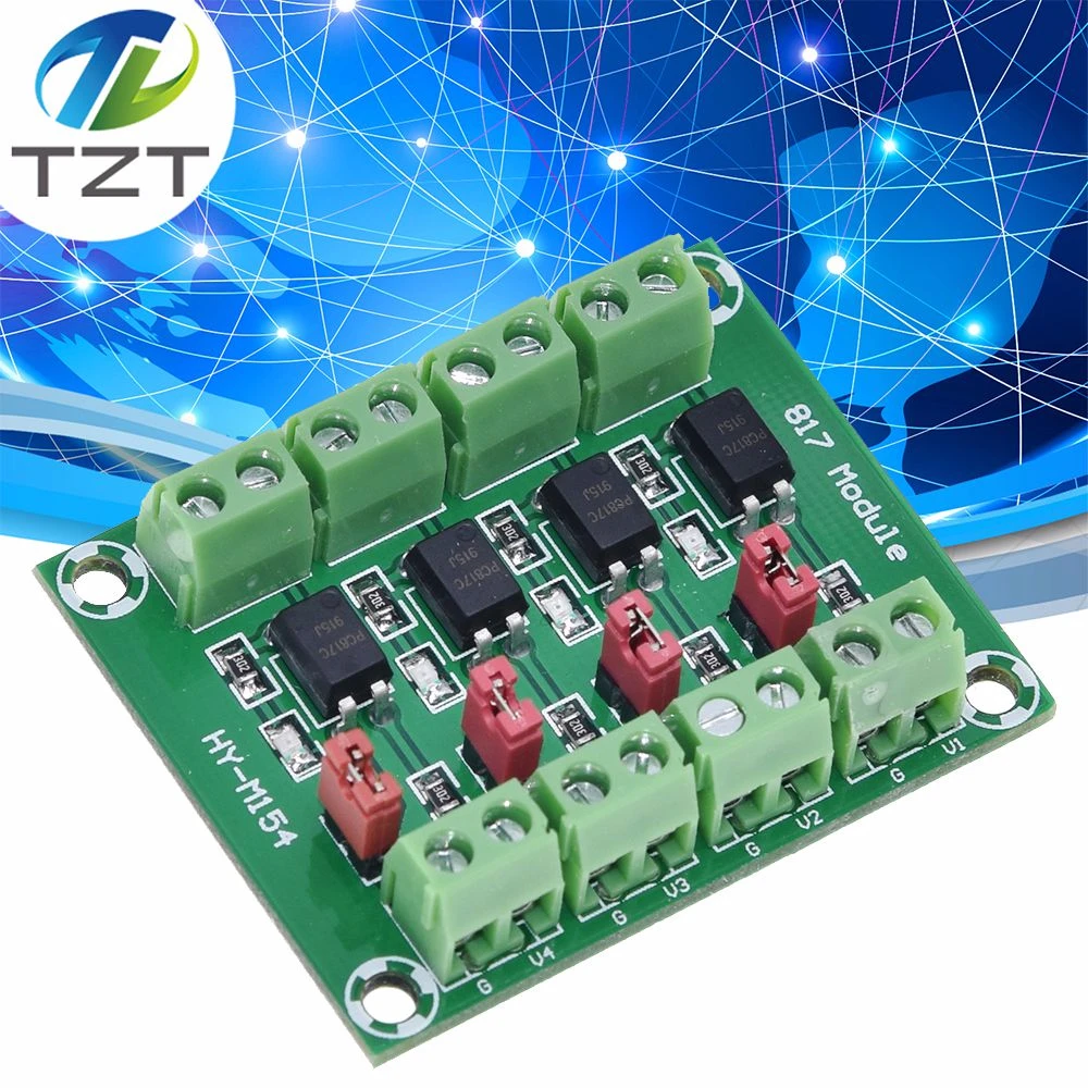 

PC817 4 Channel Optocoupler Isolation Board Voltage Converter Adapter Module 3.6-30V Driver Photoelectric Isolated Module PC 817