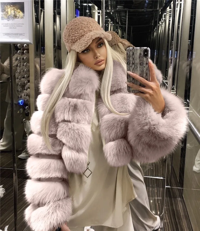 

Artificial Fur Coat Winter Women 2020 Fashion Short Cropped Jacket with Fur Lady Oversize Elegant Faux Fur Thick Coats Outerwear
